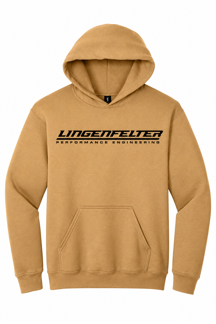 lingenfelter performance engineering gold hoodie black logo