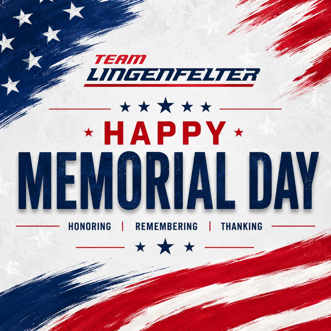 Memorial Day greeting with American flag design and 'Team Lingenfelter' branding.