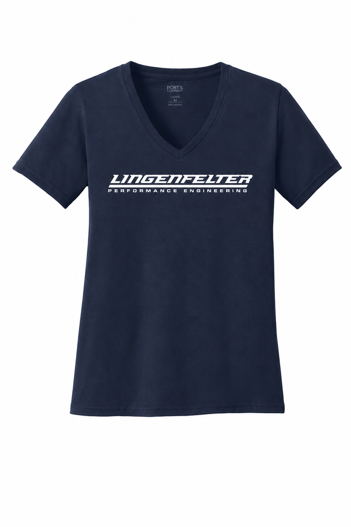 Summer Ladies V Neck Navy Tee