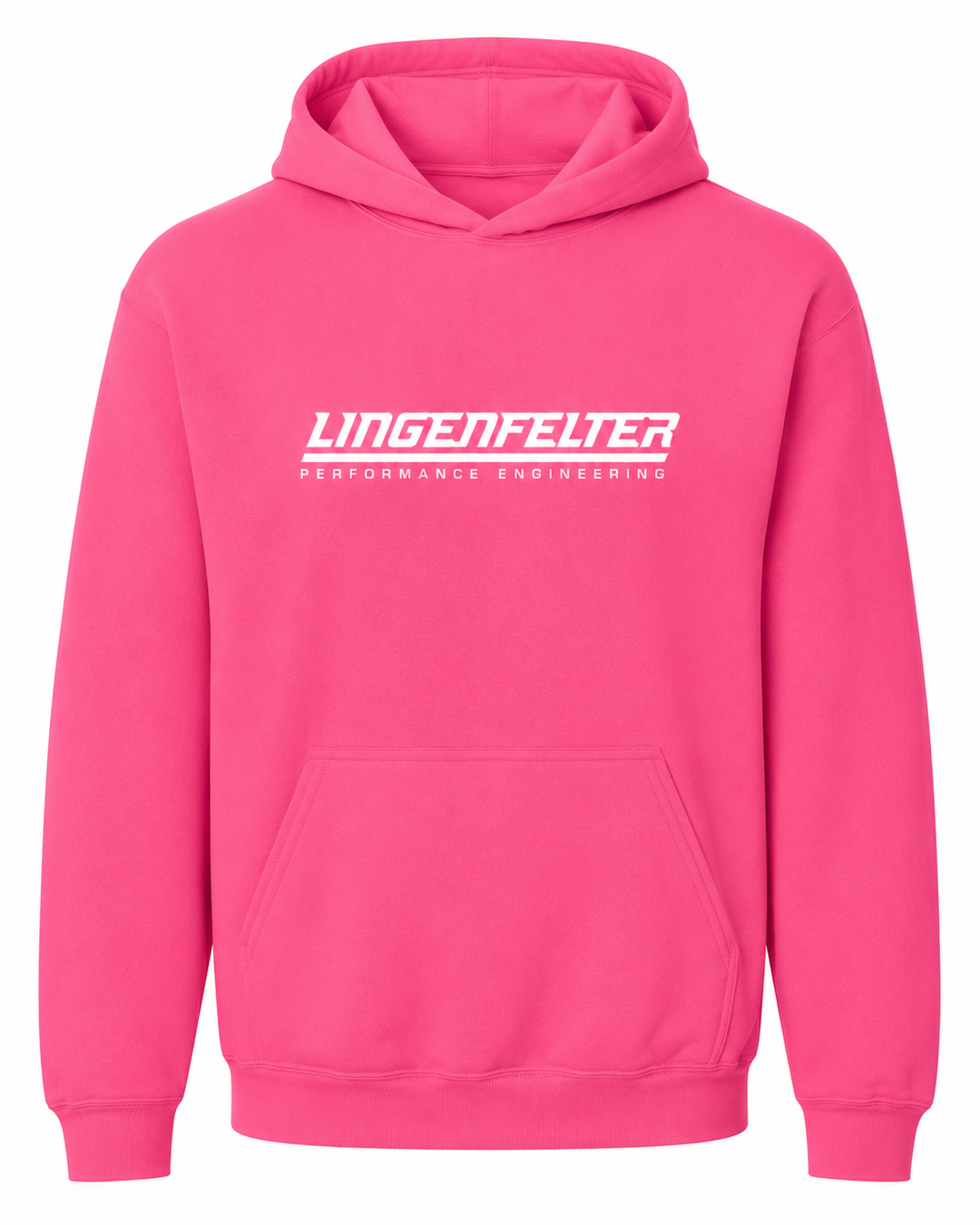neon pink hoodie white lingenfelter logo