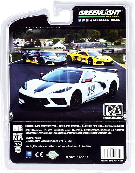 Road America orvette c8 stingray pace car diecast 1:64 back packaging