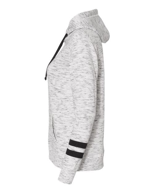 Side view of black and gray Ladies C8 Corvette melange hoodie by Lingenfelter Race Gear, featuring a casual, comfortable fit.