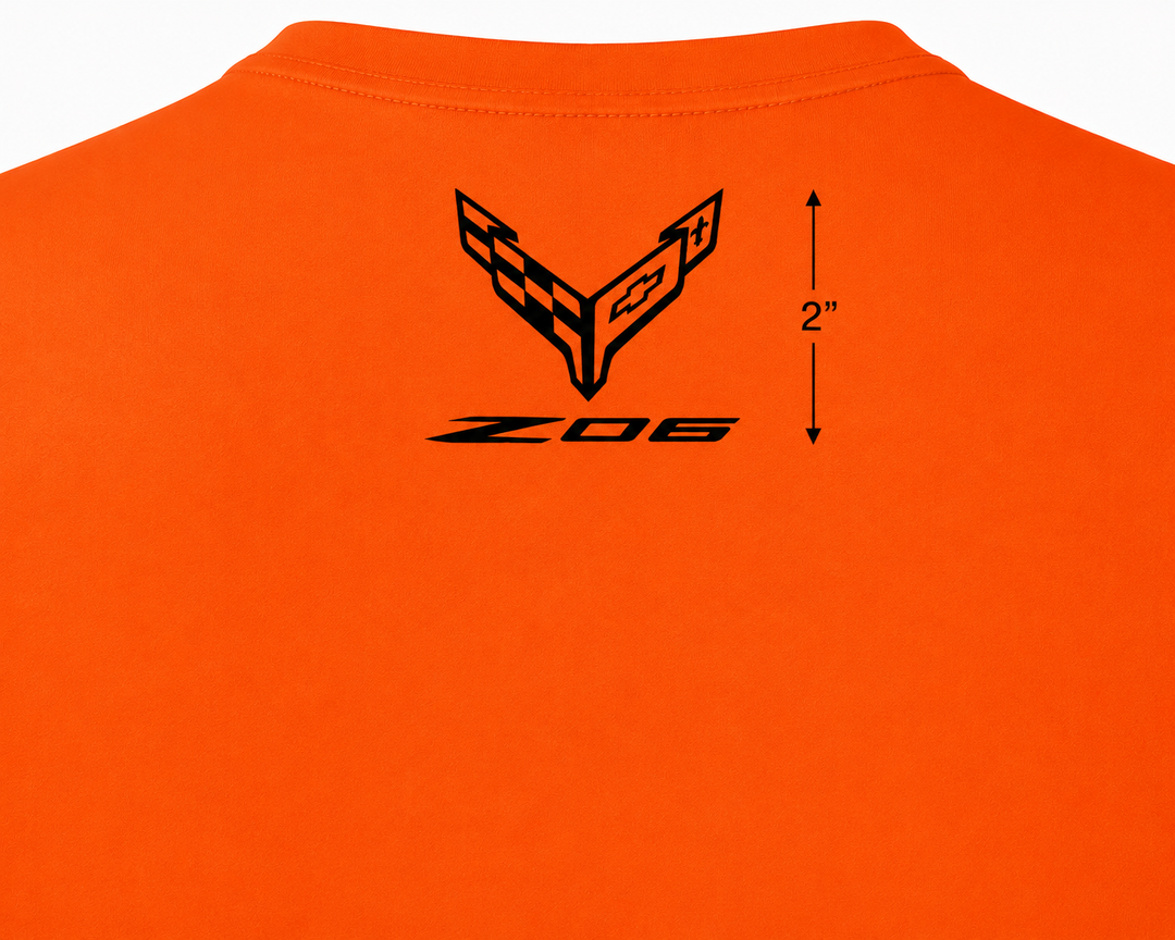 z06 orange tee back logo